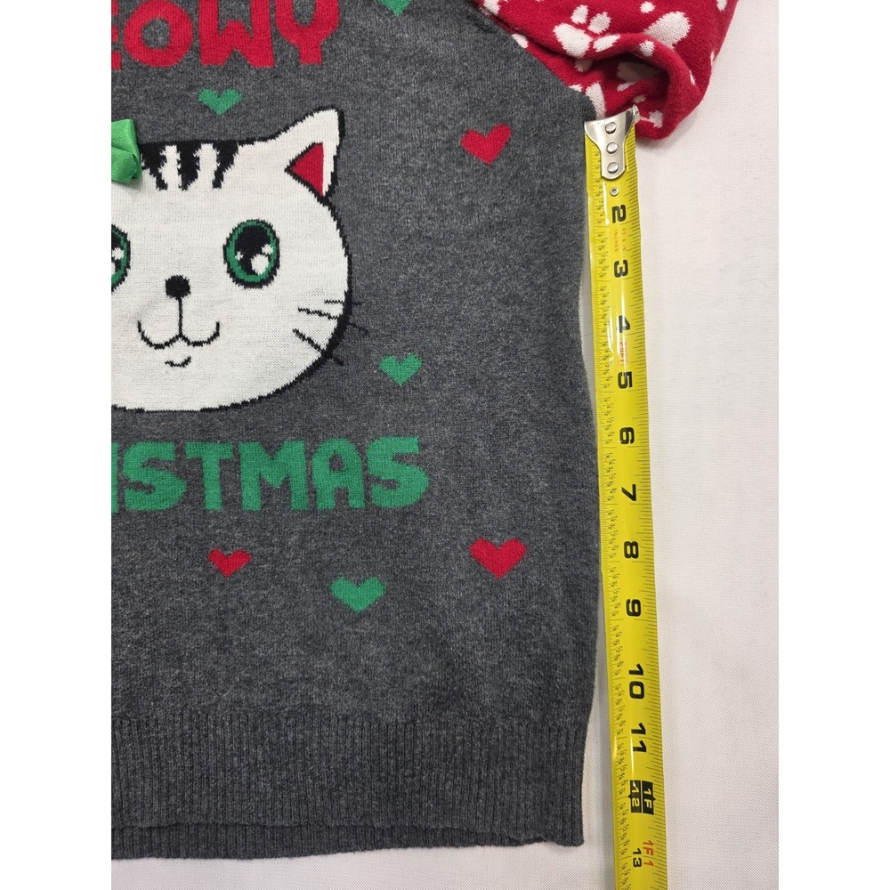 Well Worn Holiday Sweater Girl's Meowy Christmas Long Sleeve Sweater. Size 10-12 - Picture 5 of 10